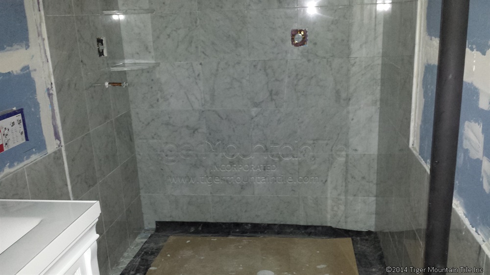 Carrara shower in progress