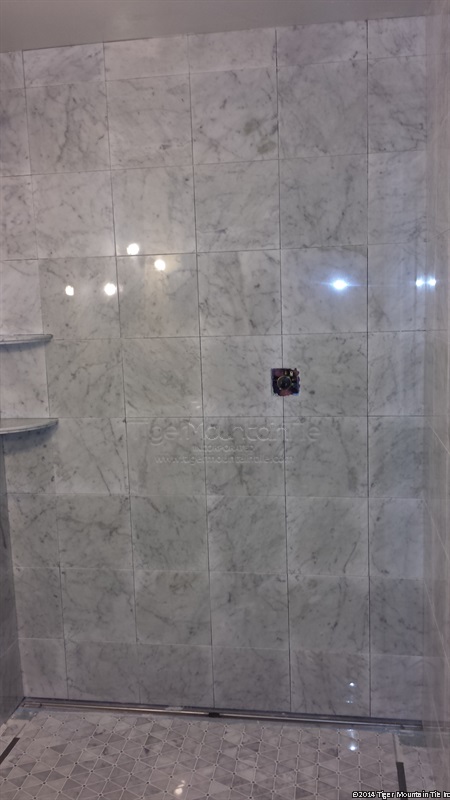 Curbless tile shower in progress