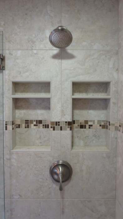 sammamish washington recessed tile shampoo niche with shelf