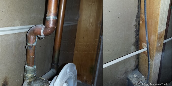 leak in plumbing pipe with mold